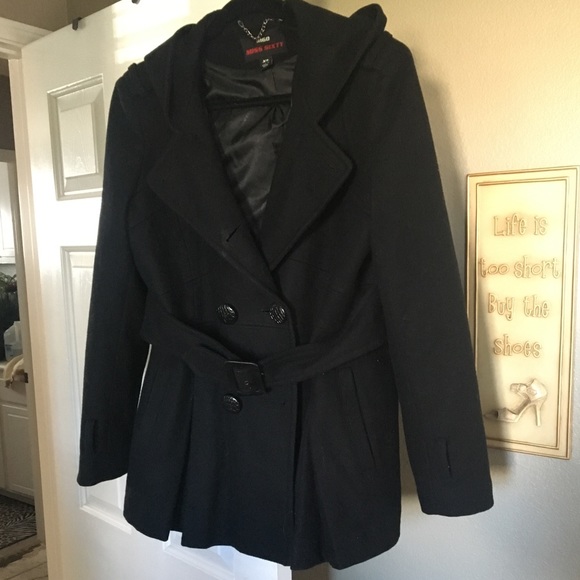 plus size black pea coat